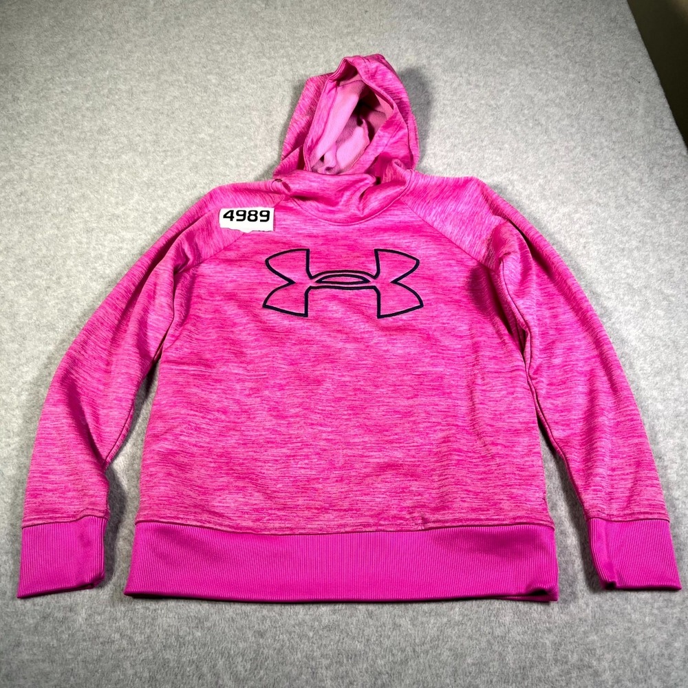 Under Armour Coldgear Hoodie Women S Neon Pink Fleece Loose Fit Embroidered Logo